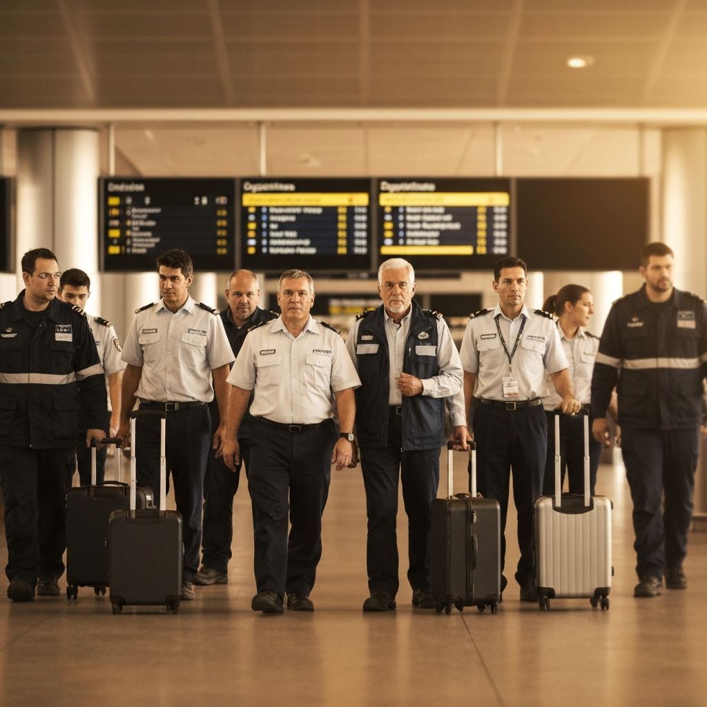 Operational crew members at an airport using C Teleport to manage their travel